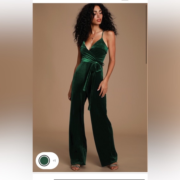 Lulus Pants - LULUS | Forest Green Velvet Jumpsuit | Medium